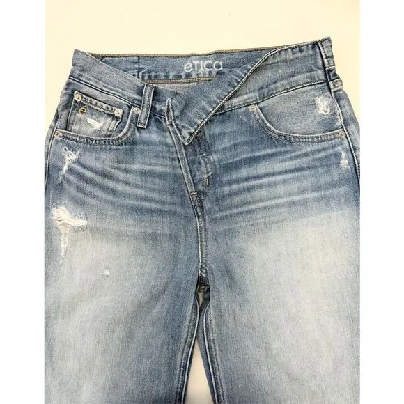 Etica Neli Womens Medium Wash Blue Wide-Leg Jeans Size 25 0