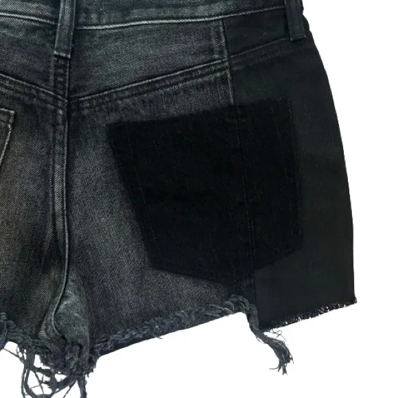 EUC We The Free Step Hem Frayed Distressed Denim Shorts Black Size 25
