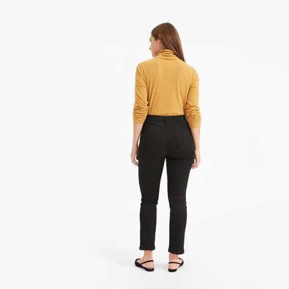 Everlane High Rise Slim Straight Ankle Jean in Black, Size 32