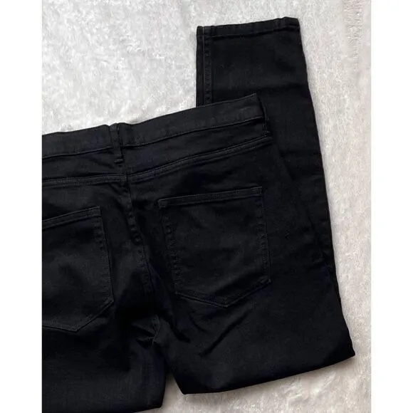 Everlane High Rise Slim Straight Ankle Jean in Black, Size 32