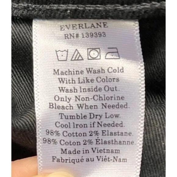 Everlane High Rise Slim Straight Ankle Jean in Black, Size 32