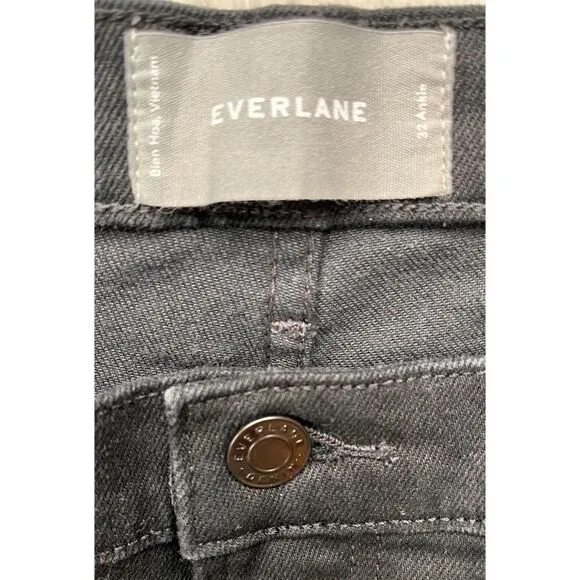 Everlane High Rise Slim Straight Ankle Jean in Black, Size 32