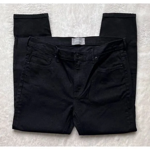 Everlane High Rise Slim Straight Ankle Jean in Black, Size 32