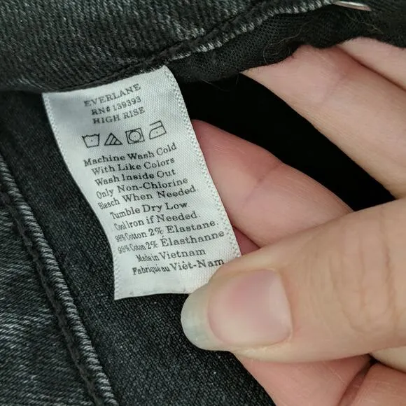 EVERLANE Jeans 24 Ankle Black High Rise Waist Skinny Mom Fit Gray