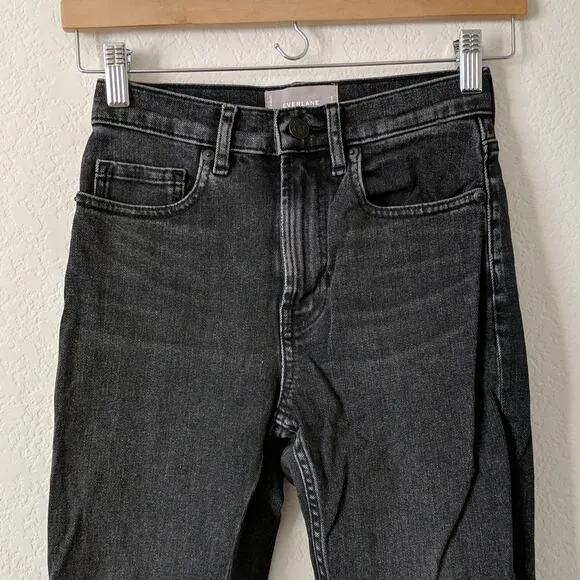 EVERLANE Jeans 24 Ankle Black High Rise Waist Skinny Mom Fit Gray