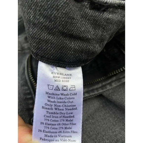 Everlane Skinny Jeans Mid Rise Gray Denim Womens 33 Tall