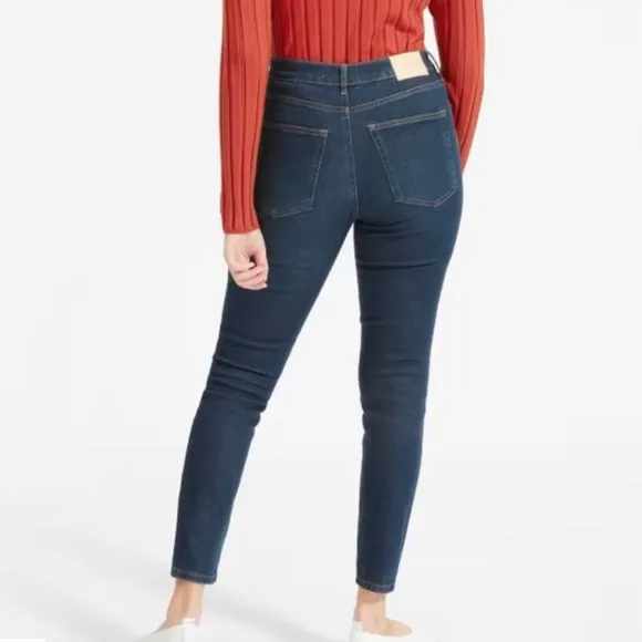 Everlane The Authentic Stretch High-Rise Skinny Ankle Jeans Dark Blue Size 23