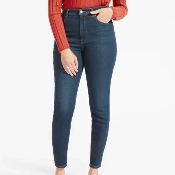 Everlane The Authentic Stretch High-Rise Skinny Ankle Jeans Dark Blue Size 23