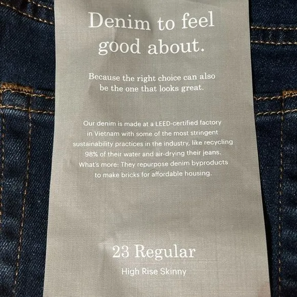 Everlane The Authentic Stretch High-Rise Skinny Ankle Jeans Dark Blue Size 23