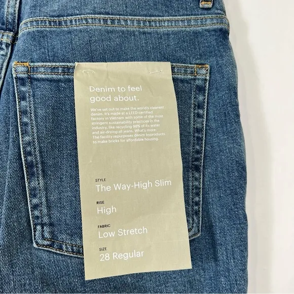 Everlane The Way High Slim Jean Medium Blue Size 28 NWT