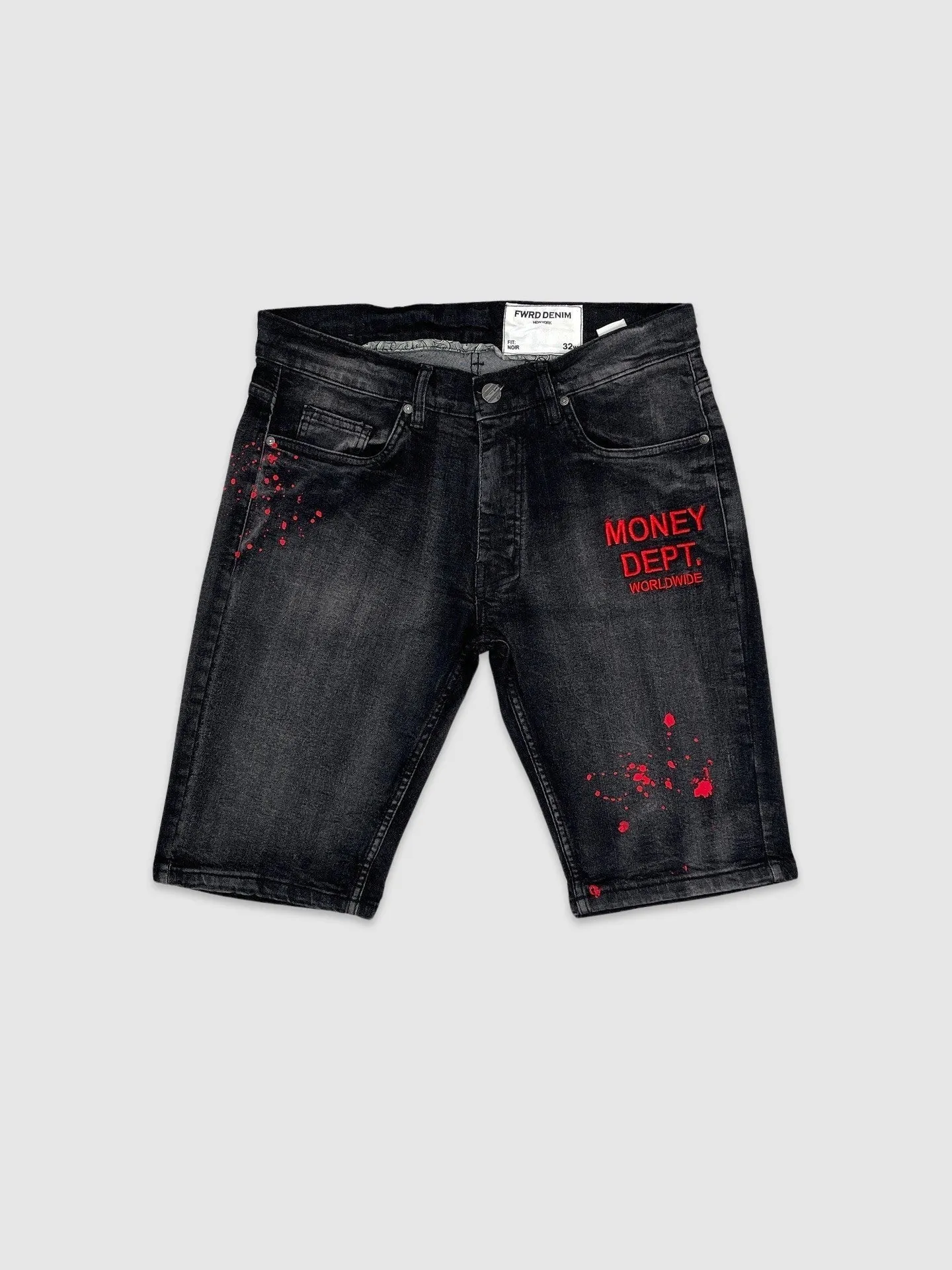 EVO-22901-Painted Money Dept Denim Shorts