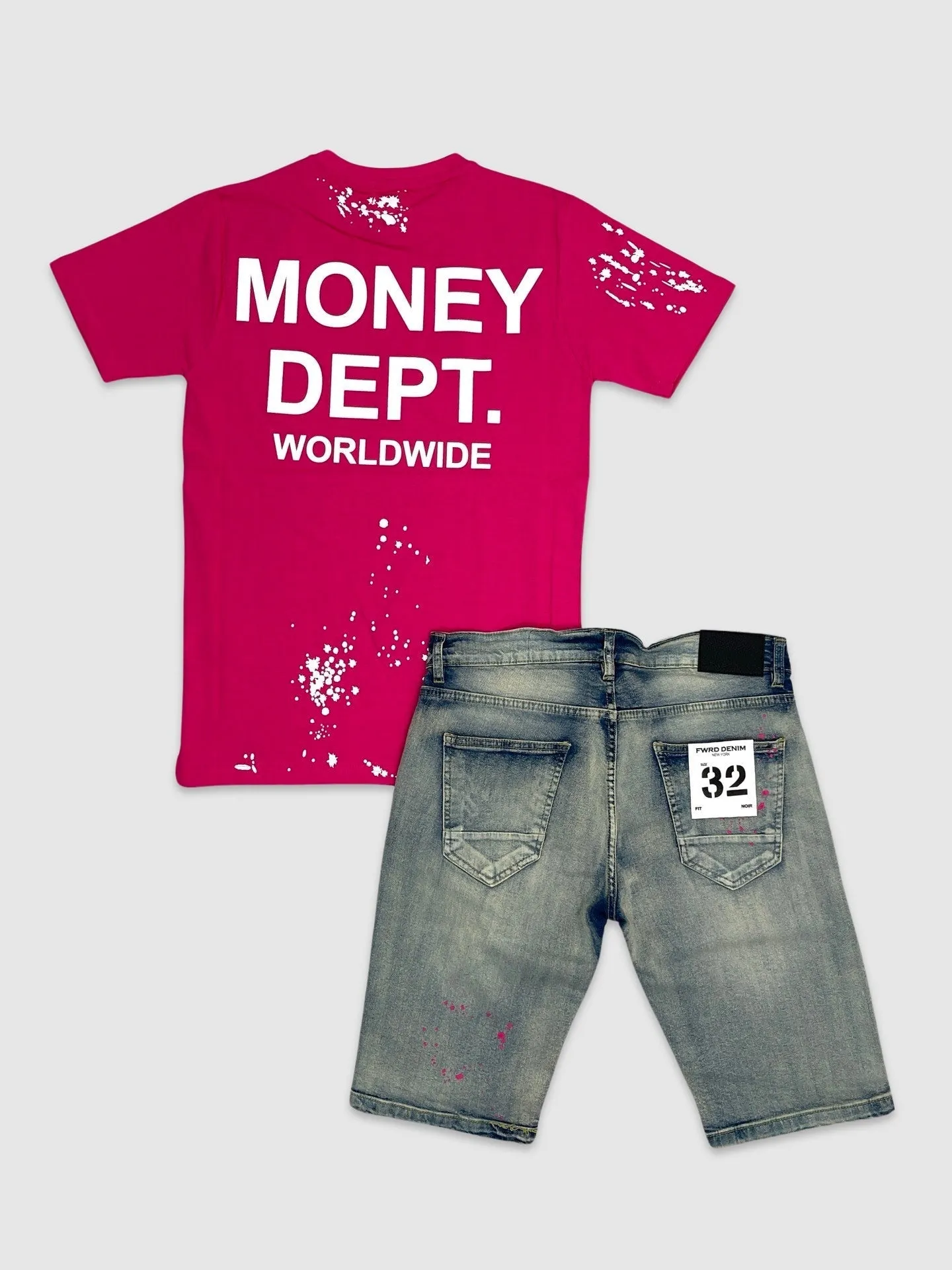 EVO-22901-Painted Money Dept Denim Shorts