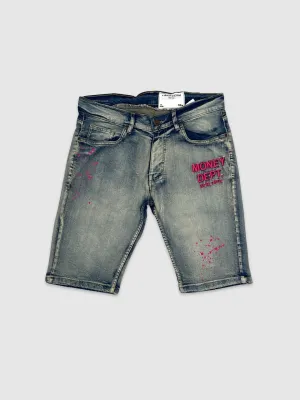 EVO-22901-Painted Money Dept Denim Shorts