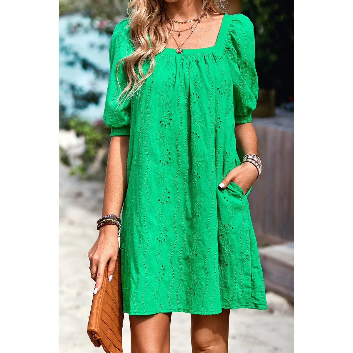 Eyelet Charm Shift Dress