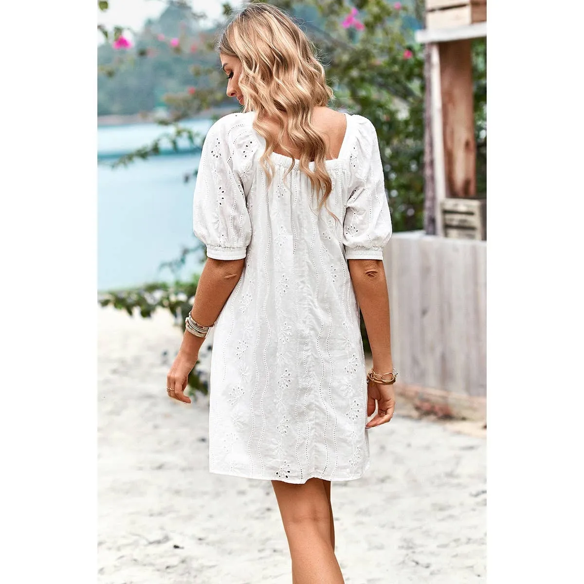 Eyelet Charm Shift Dress