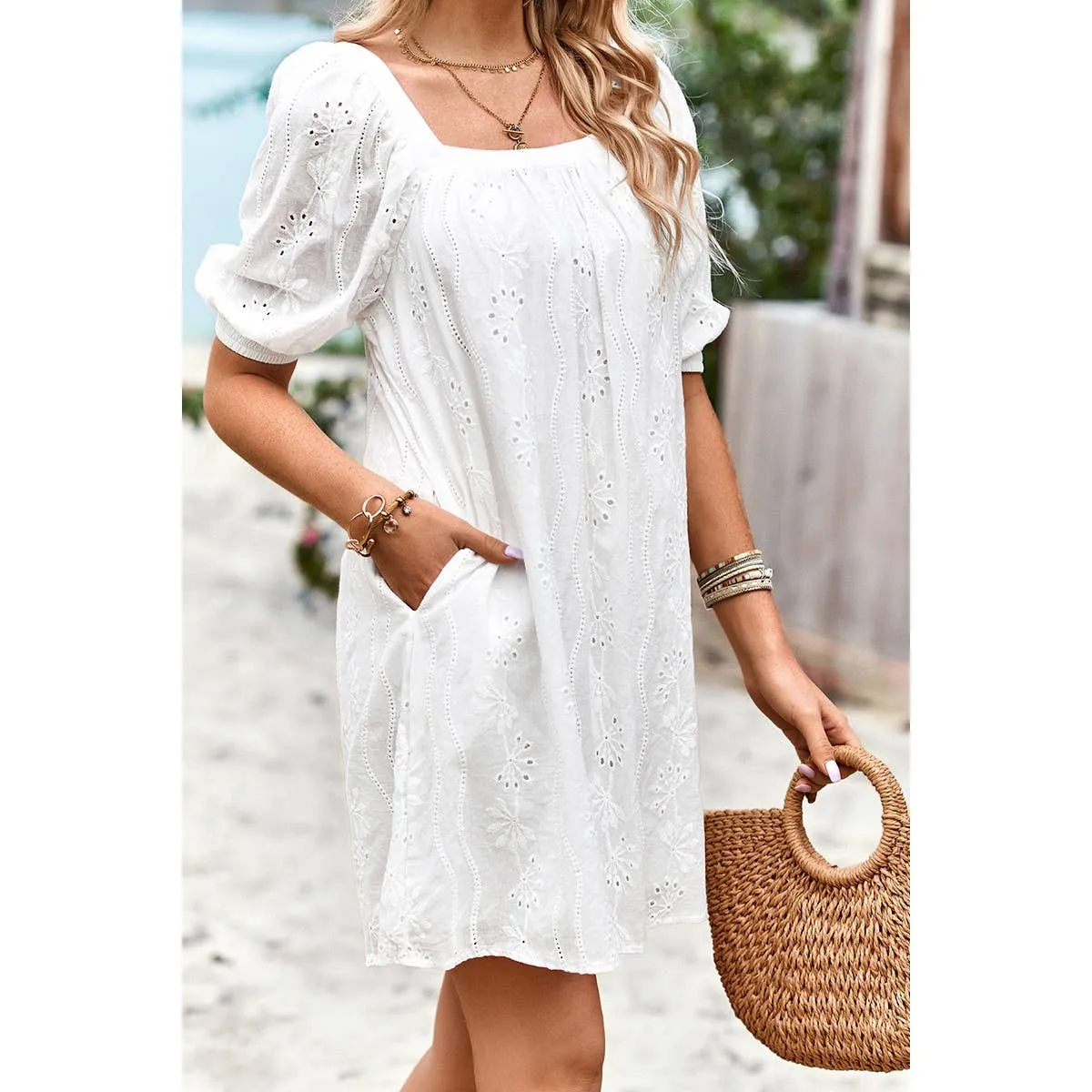 Eyelet Charm Shift Dress