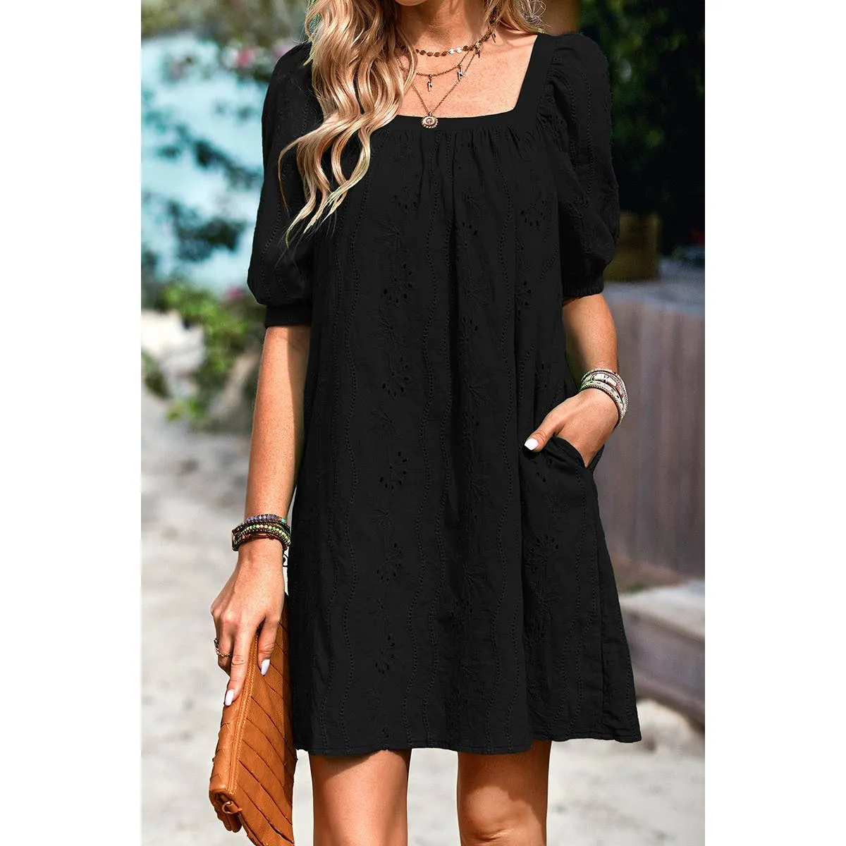 Eyelet Charm Shift Dress