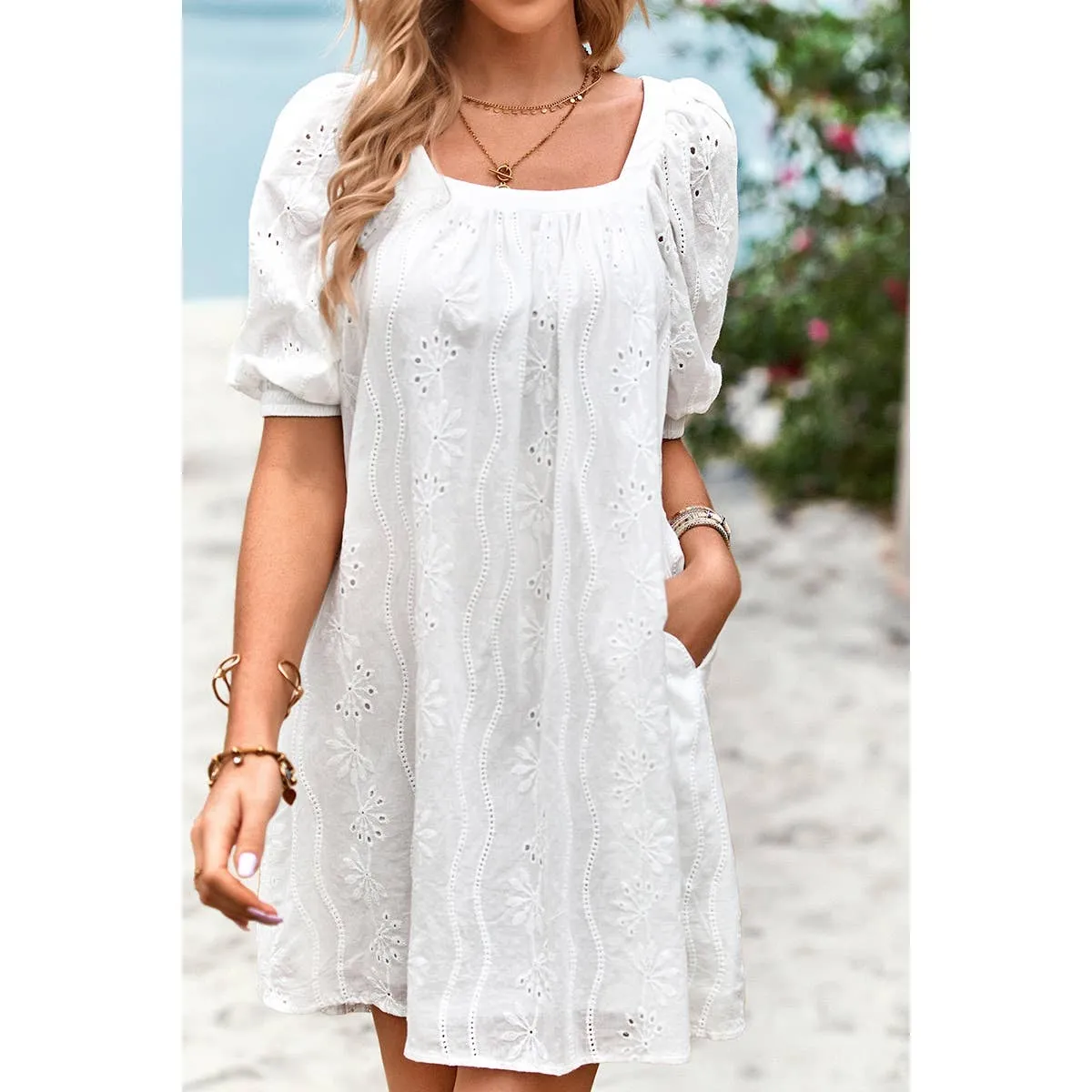 Eyelet Charm Shift Dress