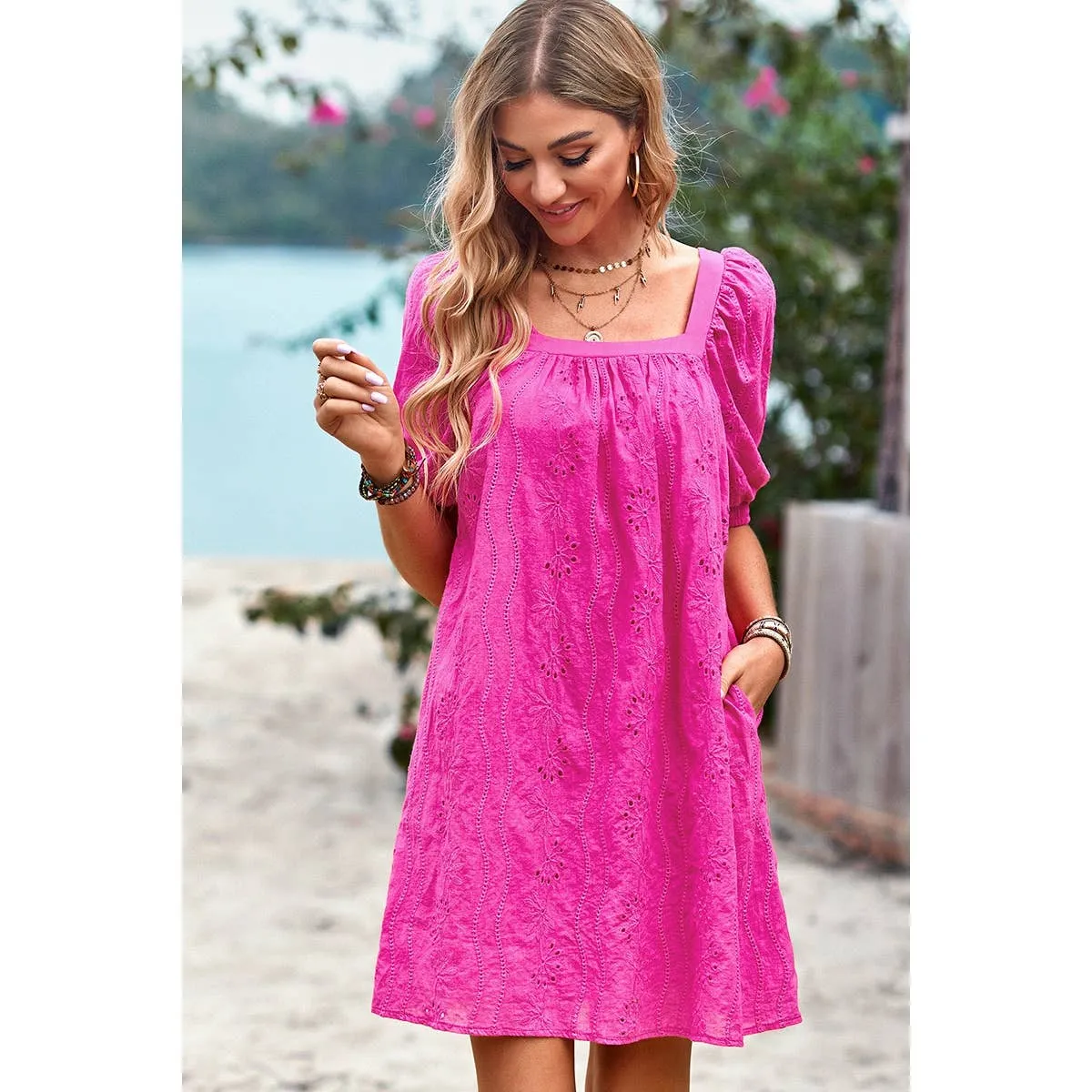 Eyelet Charm Shift Dress