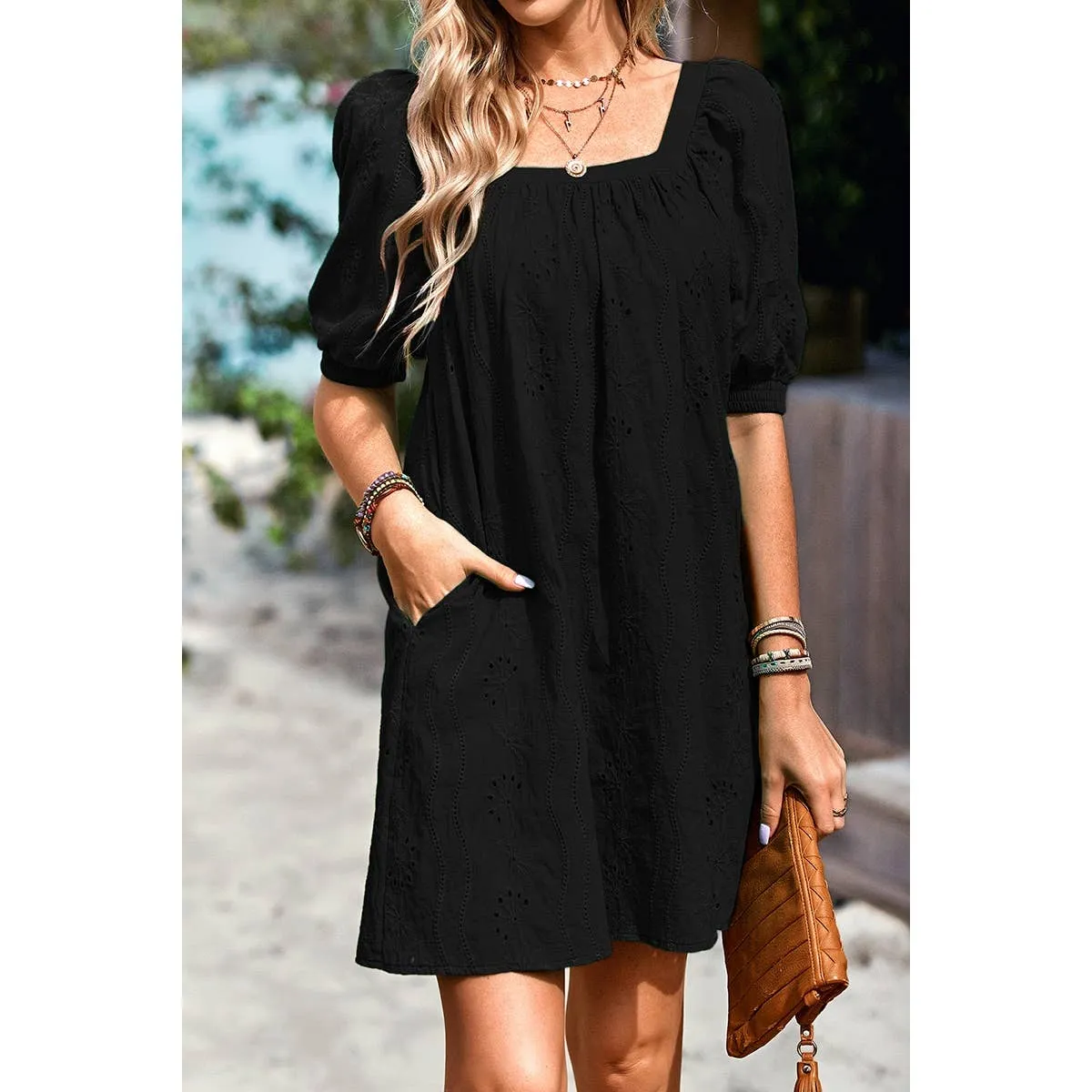 Eyelet Charm Shift Dress