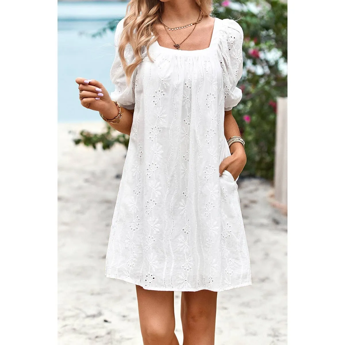 Eyelet Charm Shift Dress
