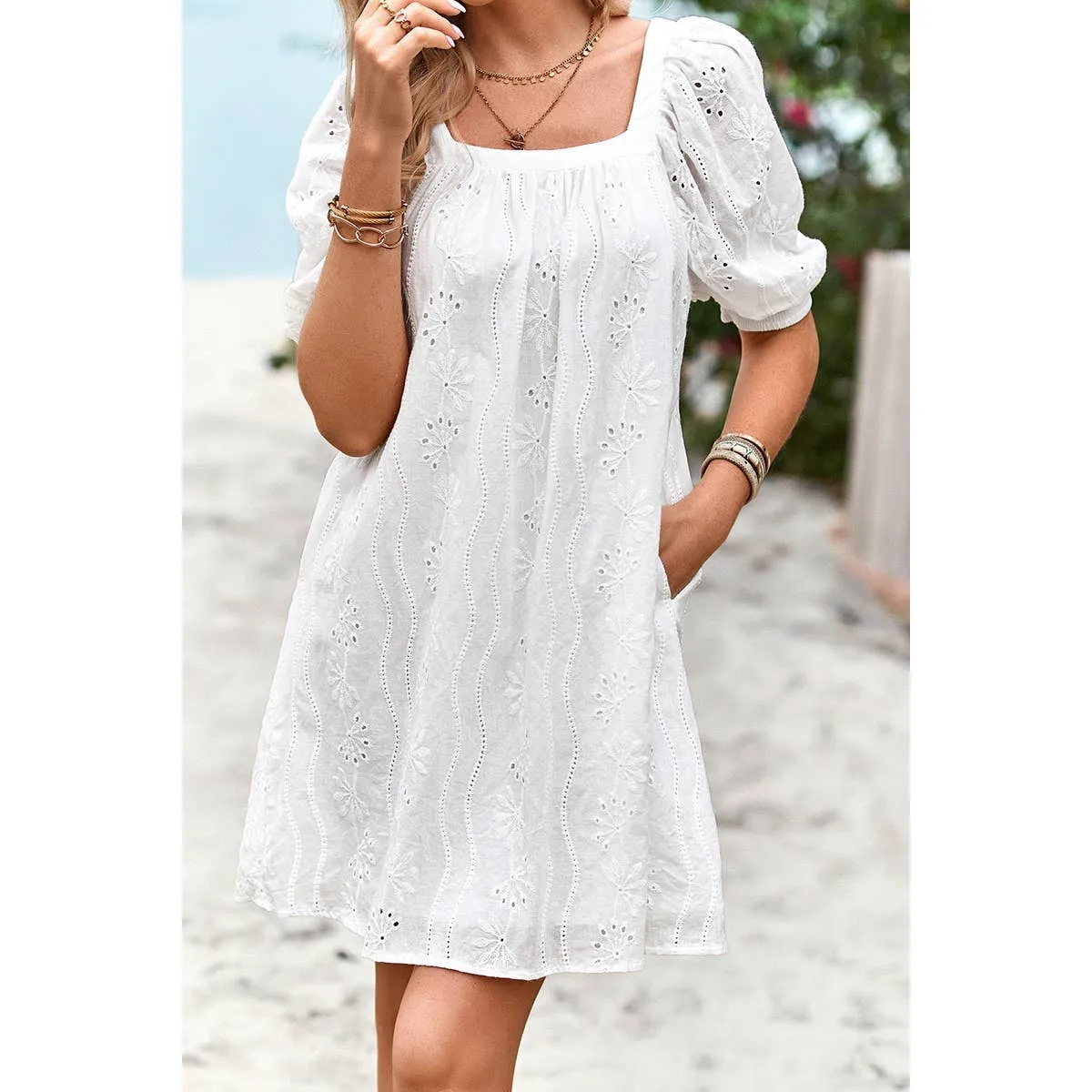 Eyelet Charm Shift Dress