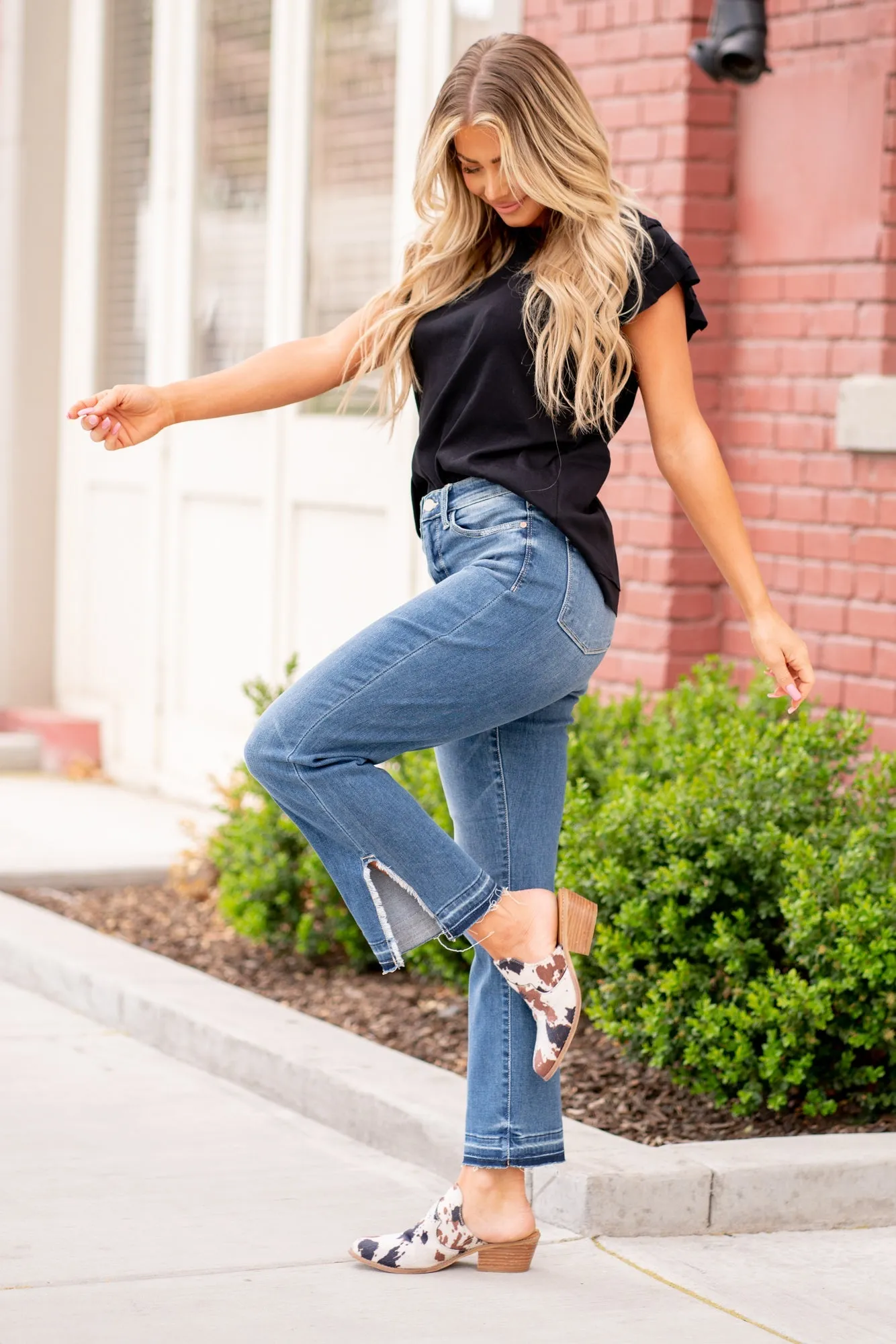 Farmers Market High Rise Released Hem Straight
