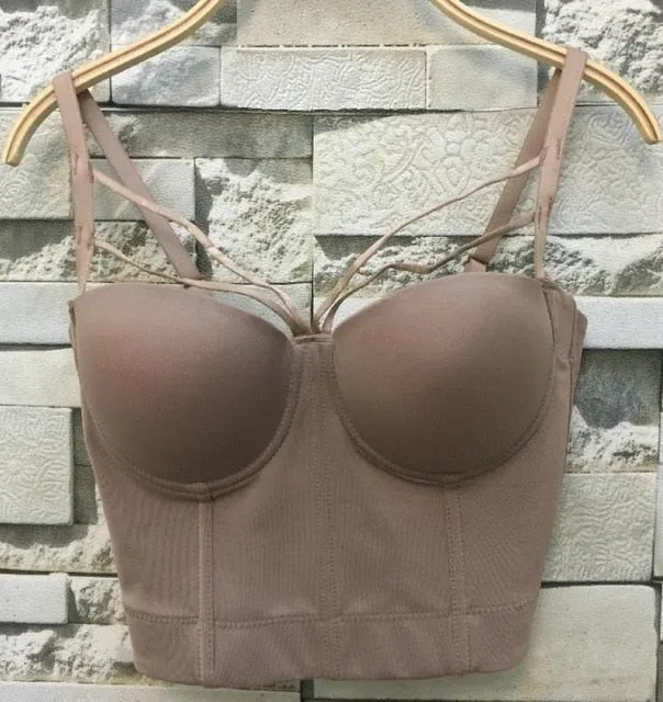 Fashion Mesh Push Up Bralet Women's Corset Bustier Bra Night Club Party Cropped Top Vest Plus Size