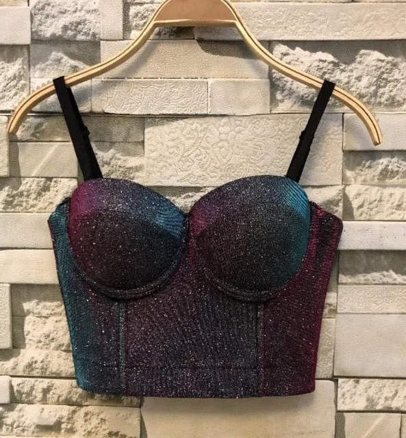 Fashion Mesh Push Up Bralet Women's Corset Bustier Bra Night Club Party Cropped Top Vest Plus Size
