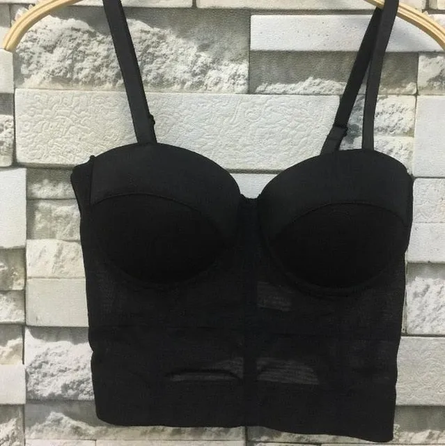 Fashion Mesh Push Up Bralet Women's Corset Bustier Bra Night Club Party Cropped Top Vest Plus Size