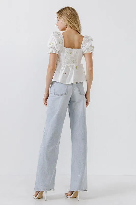 Faye Floral Embroidery Top
