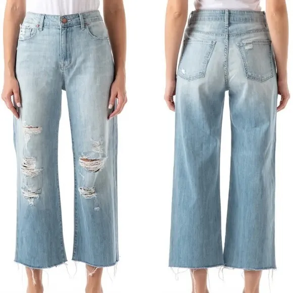 Fidelity Denim Malibu High‎ Waist Crop Flare Jeans in color Venice 26