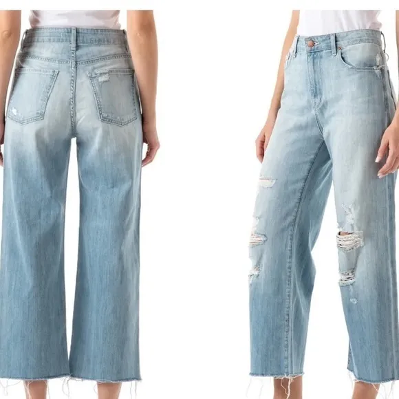 Fidelity Denim Malibu High‎ Waist Crop Flare Jeans in color Venice 26