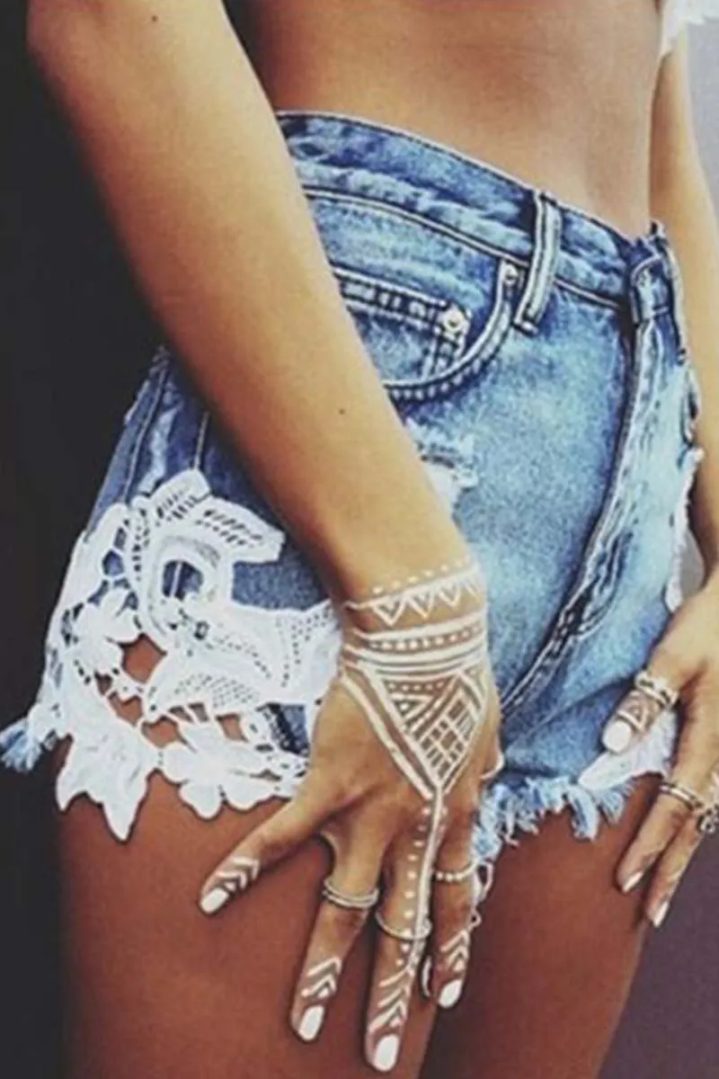 Floral Denim Shorts