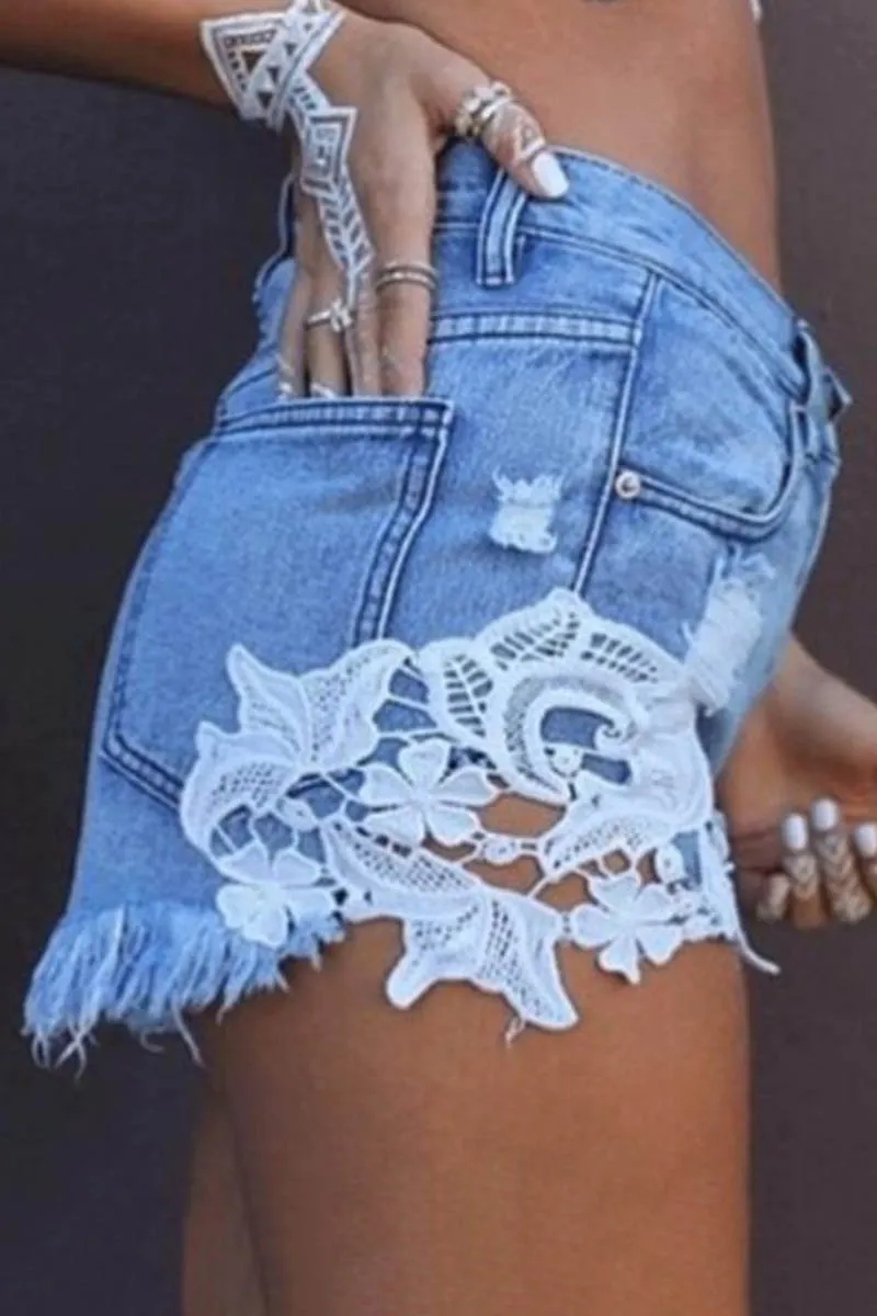 Floral Denim Shorts