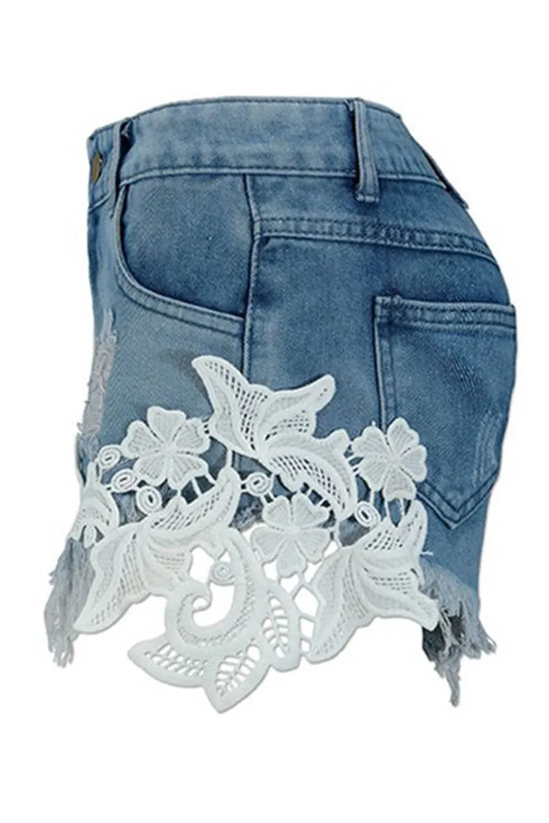 Floral Denim Shorts