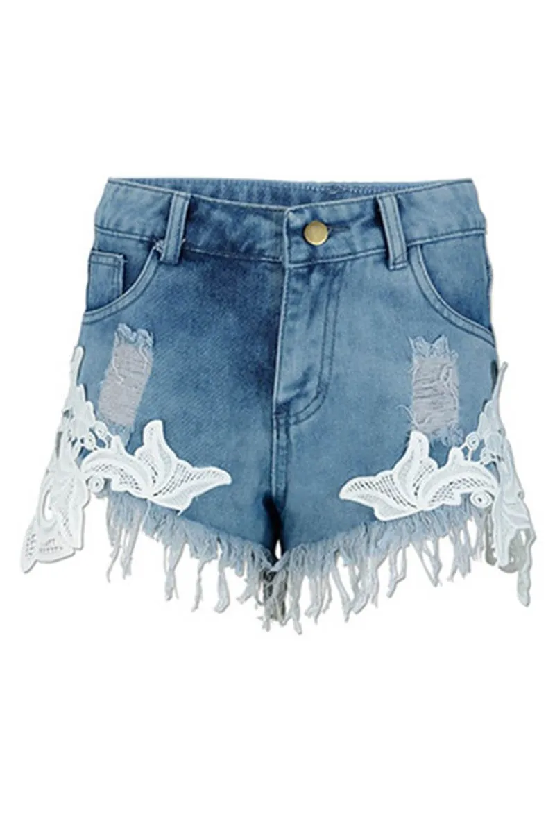 Floral Denim Shorts