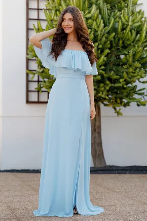 Flounced Off-the-shoulder Chiffon Bridesmaid Dress Gown 2020