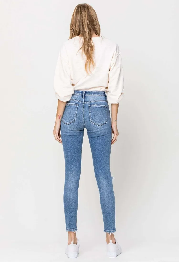 Flying Monkey Mid Rise Distressed Skinny Jeans
