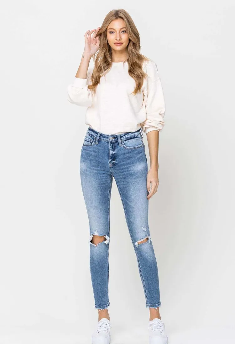 Flying Monkey Mid Rise Distressed Skinny Jeans