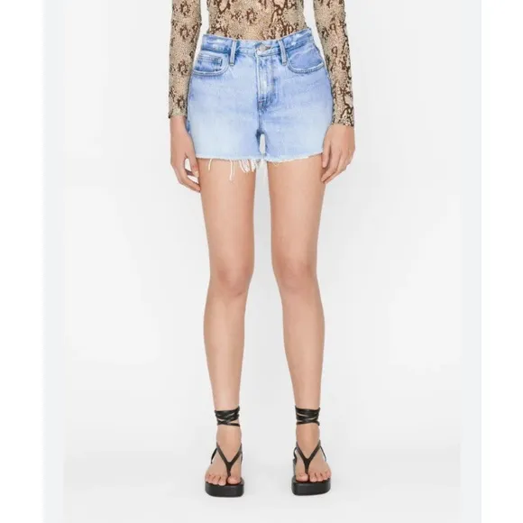 FRAME LE BRIGETTE FRAYED JEAN SHORTS