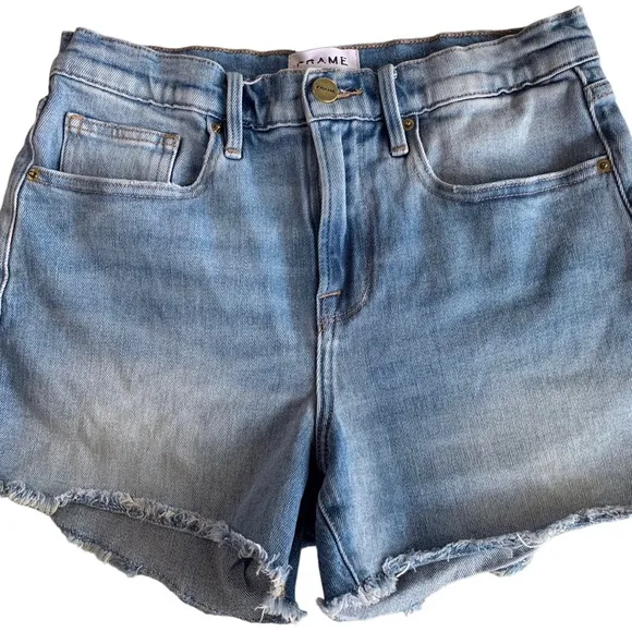 FRAME LE BRIGETTE FRAYED JEAN SHORTS
