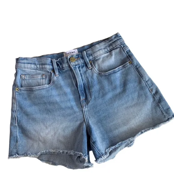 FRAME LE BRIGETTE FRAYED JEAN SHORTS
