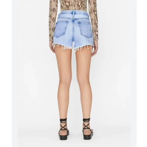 FRAME LE BRIGETTE FRAYED JEAN SHORTS