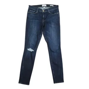 FRAME Le Skinny De Jeanne Jeans - Distressed Dark Wash - 30 (10)