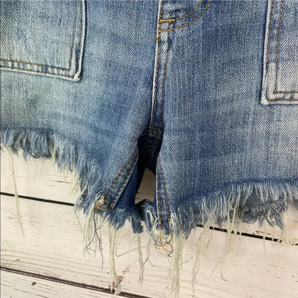 FREE PEOPLE Jesse Carpenter Shorts In Midlands Distressed Button Fly Shorts