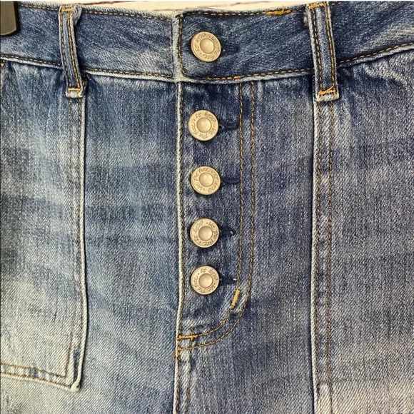 FREE PEOPLE Jesse Carpenter Shorts In Midlands Distressed Button Fly Shorts