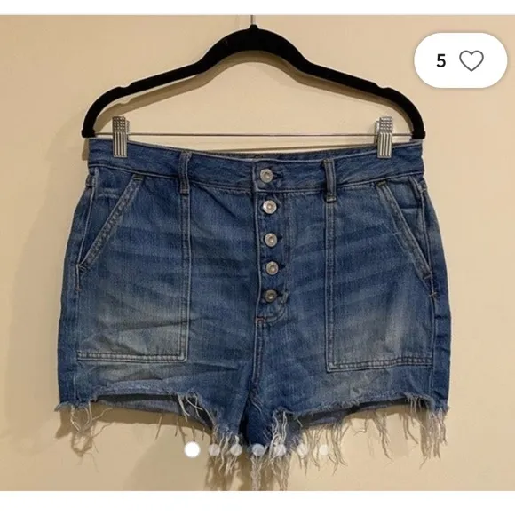 FREE PEOPLE Jesse Carpenter Shorts In Midlands Distressed Button Fly Shorts