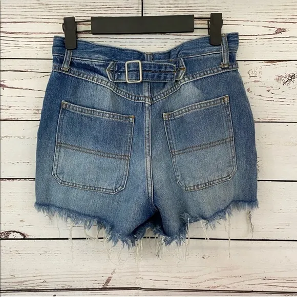 FREE PEOPLE Jesse Carpenter Shorts In Midlands Distressed Button Fly Shorts