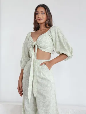 Front Tieup Balloon Sleeve Top
